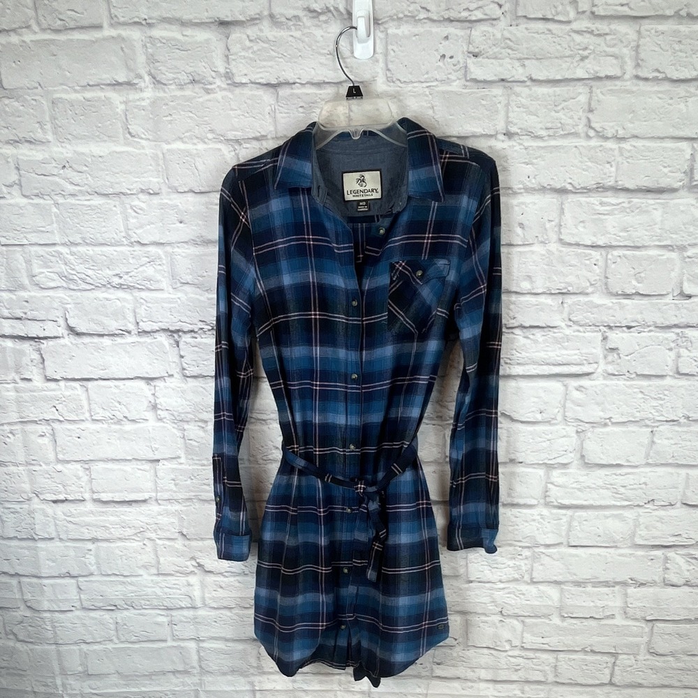 Legendary Whitetails Country Western Plaid Flannel Cotton Shirt Dress Size M